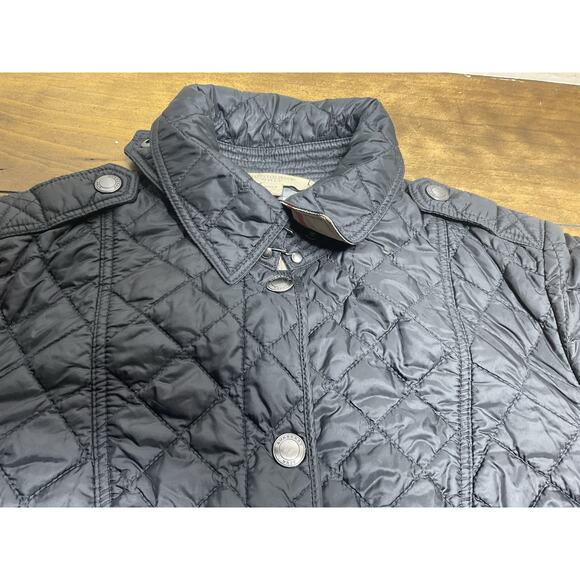 BURBERRY Brit Jacket Women's S Diamond Quilted Nova Check Black Lightweight - Picture 8 of 14